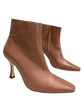 Staud Cami Ankle Boot Size 38.5 Clove Brown Leather Heeled Pointed Toe New